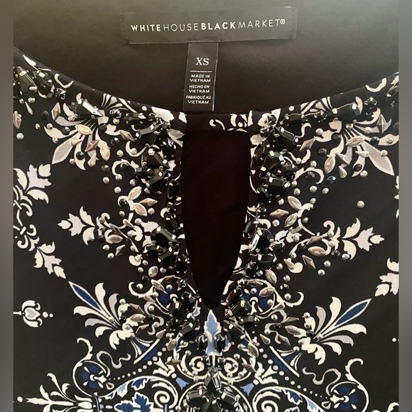 White House Black Market Black and Blue Patterned Dress - Picture 10 of 12